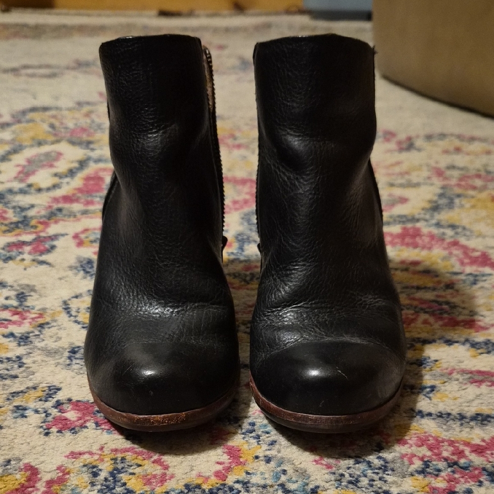 Kork-Ease Black Leather Ankle Boots